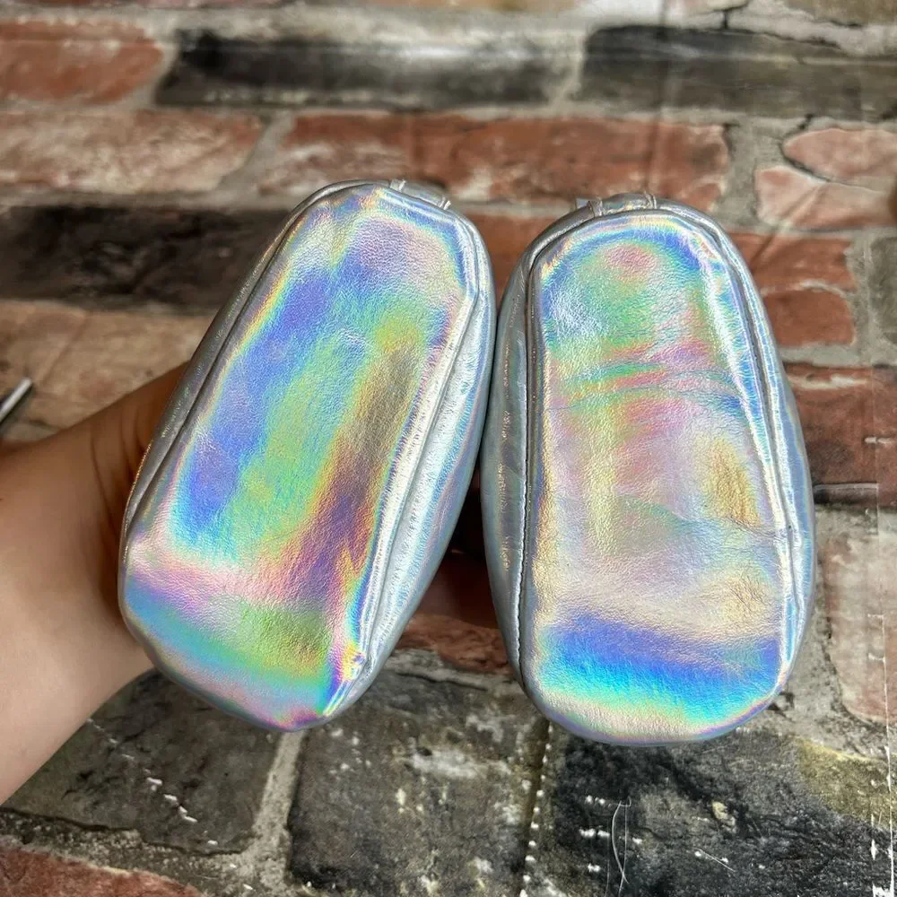 5‎ for $25🔥Rising Star Metallic Silver Butterfly Flats Baby Size 6-9 Months